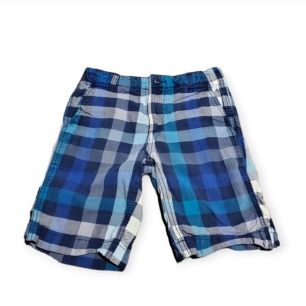 Gap Kids Blue Plaid Chino Shorts 100% Cotton Size 8